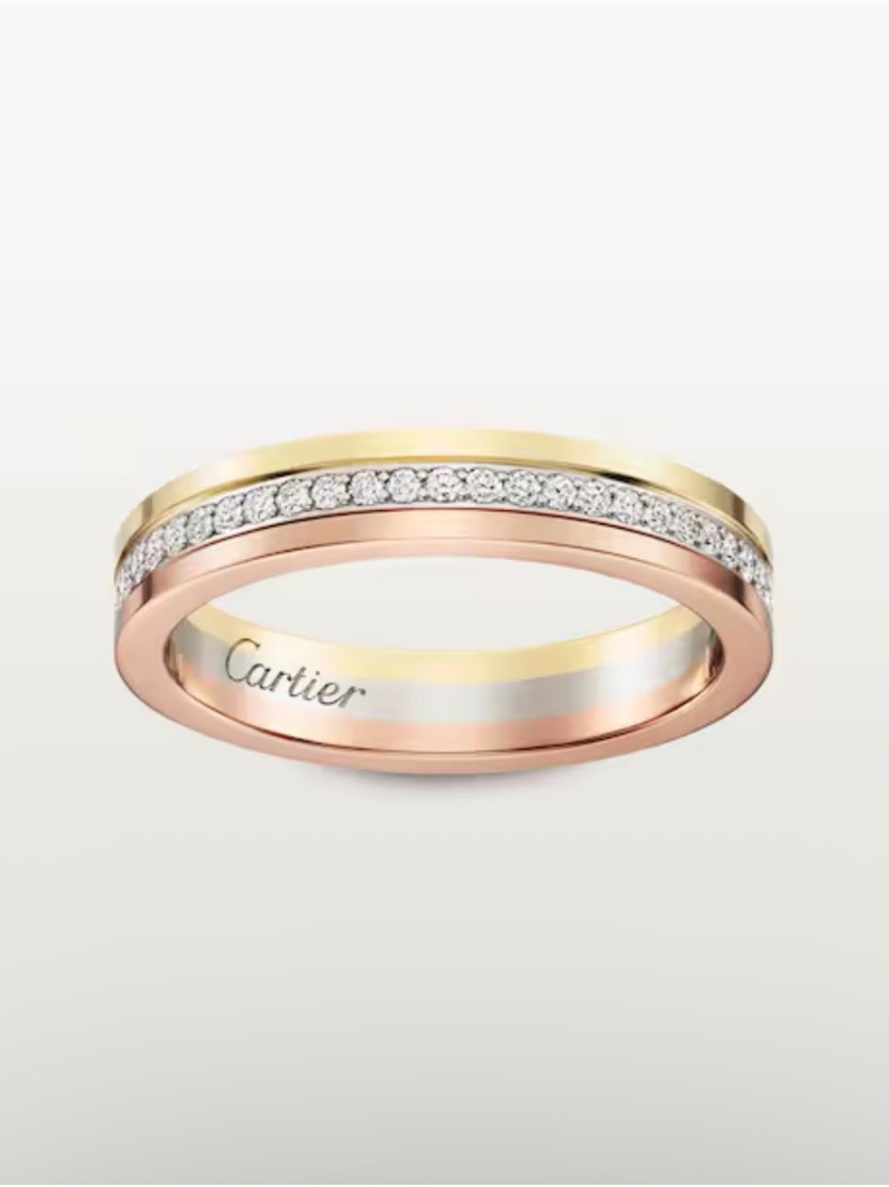 Cartier Vendome Diamond Ring in Rose Yellow and White Gold